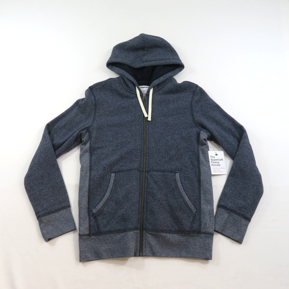 Sonoma Kohls Fleece Jacket Blue Full Zip With Hood Mens Size S MSRP $80 New